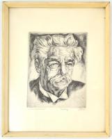 Eberhard Tacke (1903-1989): Albert Schweitzer. Rézkarc, papír. Üvegezett fa keretben, 23,5×17,5 cm