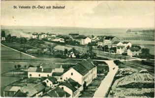 1930 Sankt Valentin, mit Bahnhof / railway station, train, locomotive. Verlag Rudolf Geringer. Franz Mayer Fotograf (EK)