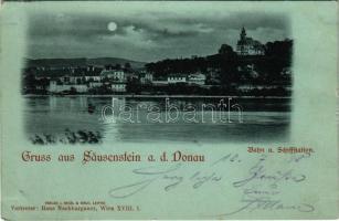 1898 Säusenstein (Ybbs an der Donau); Bahn u. Schiffstation, Joh. Holtz Restauration / railway station, ship station, restaurant. Verlag v. Regel & Krug (EK)