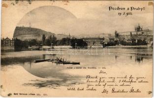 1902 Praha, Prag, Prague; Pohled s nábrezi cís. Frantiska / general view, riverside, quay. Karel Bellmann 384. (fl)