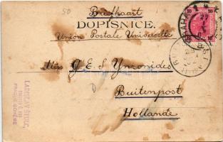 1902 Praha, Prag, Prague; Pohled s nábrezi cís. Frantiska / general view, riverside, quay. Karel Bel...