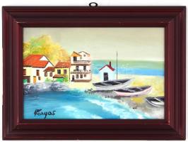 Vargas jelzéssel: Tengerpart. Olaj, karton, sérült fa keretben, 20x30 cm