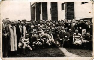 1943 Marosvásárhely, Targu Mures; Magyar és Erdélyi Vasutas Válogatott labdarúgó (foci) csapatok / Hungarian and Transylvanian Railway football teams. photo  (EK)