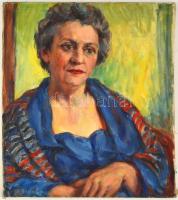 Ismeretlen cirill betűs jelzéssel, feltehetően orosz v. szovjet festő munkája: Női portré. Olaj, vás...
