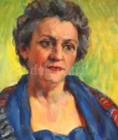 Ismeretlen cirill betűs jelzéssel, feltehetően orosz v. szovjet festő munkája: Női portré. Olaj, vás...