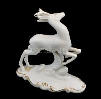 Royal Dux őz. Fehér mázas, jelzett, hibátlan. 11,5 cm