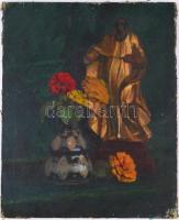 Vitéz Mátyás (1891-1978): Barokk szent virágokkal (1910-1920 körül). Olaj, vászon, jelzett, hátoldal...