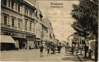 1912 Kecskemét, Szabadság tér, Szél Nándor üzlete, lovaskocsik. Fekete (Schwartz) Soma kiadása (EK)
