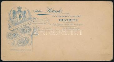 cca 1890 Bistritz, Häusler fényképész és festész műtermében készült keményhátú vintage fotó, 14,7x7,...