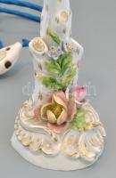 Dresden jelzéssel: Porcelán lámpa. Kézzel festett, jelzett, lepattanásokkal, búra nélkül. 23 cm