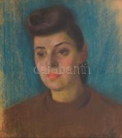Moldován István (1911-2000): Fiatal lány portréja. Pasztell, karton, jelzett (Kolozsváry Moldován), üvegezett fa keretben, 45×40,5 cm