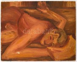 Jelzés nélkül, feltehetően észak-amerikai festő műve: Fekvő expresszív alak. Olaj, vászon, sérült. H...