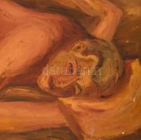 Jelzés nélkül, feltehetően észak-amerikai festő műve: Fekvő expresszív alak. Olaj, vászon, sérült. H...