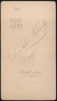 cca 1890 Eperjes, Divald Károly (1830-1897) fényképész műtermében készült, keményhátú, vintage fotó,...