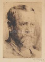 Karlovszky Bertalan (1858-1938): Férfi portré (Önarckép?). Rézkarc, papír, jelzett. 18 x 13 cm. Karlovszky Bertalan ezen rézkarca nem túl sűrűn tűnik fel a műkereskedelemben. Ritka!