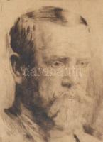 Karlovszky Bertalan (1858-1938): Férfi portré (Önarckép?). Rézkarc, papír, jelzett. 18 x 13 cm. Karl...