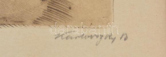 Karlovszky Bertalan (1858-1938): Férfi portré (Önarckép?). Rézkarc, papír, jelzett. 18 x 13 cm. Karl...