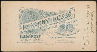 1902 Budapest, Rozgonyi Dezső fényképész műtermében készült, keményhátú vintage fotó, feliratozva, 2...