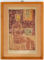 Olvashatatlan jelzéssel (Bornyi vagy Baranyi Gyula ?): Ülő akt. Monotípia, papír. Üvegezett fa keret...