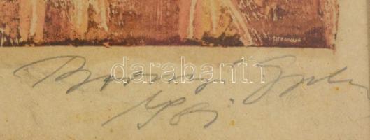 Olvashatatlan jelzéssel (Bornyi vagy Baranyi Gyula ?): Ülő akt. Monotípia, papír. Üvegezett fa keret...