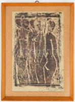 Olvashatatlan jelzéssel (Bornyi vagy Baranyi Gyula ?): Aktok. Monotípia, papír. Üvegezett fa keretbe...