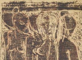 Olvashatatlan jelzéssel (Bornyi vagy Baranyi Gyula ?): Aktok. Monotípia, papír. Üvegezett fa keretbe...