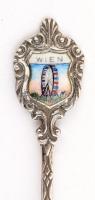 Ezüst(Ag) "Wien" zománcozott díszkanál, jelzett, h: 9,7 cm, bruttó: 7,4 g