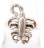 Ezüst(Ag) skorpiós gyűrű, jelzett, méret: 55,nettó: 3 g