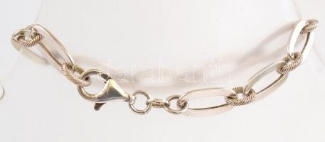 Ezüst(Ag) ovális szemű karkötő, jelzett, h: 19 cm, nettó: 13,8 g
