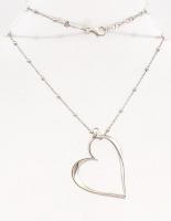 Ezüst(Ag) szív függős, golyós nyaklánc, jelzett, max. h: 44 cm, nettó: 7,1 g