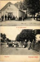 1905 Aba, M. kir. posta épület, Braun József üzlete, Öreg utca, helyiek csoportja, utcakép (fl)