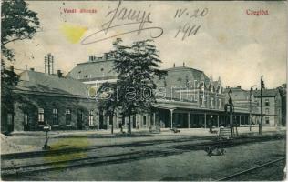 1911 Cegléd, Vasútállomás, létra. Steinhübel Jenő kiadása (EB)