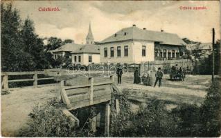 1910 Csízfürdő, Kúpele Cíz; Otthon nyaraló, fahíd. Szoyka Pál kiadása / villa, wooden bridge (EB)