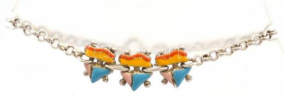 Ezüst(Ag) zománcozott vitorlás gyermek karkötő, jelzett, h: 16 cm, bruttó: 7,3 g