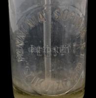 Pannónia Sörfőző Rt. szikvízgyára Pécsett. Feliratos szódás, szikvizes üveg. 27 cm