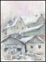 Lovaghy István (1898-?): Pittsburghi házak. Akvarell, papír. Jelzett, datált. 22x28 cm