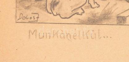 Dobos J. jelzéssel: Munka nélkül. Ceruza, papír. 17x29 cm