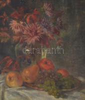 Markup Béláné, Braunstein Valéria (?-?): Virágcsendélet. Olaj, vászon, sérült fa keretben, 65×49 cm