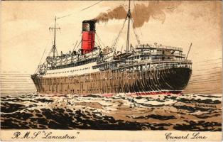 RMS Lancastria. British Cunard Line ocean liner art postcard s: Rosenvinge