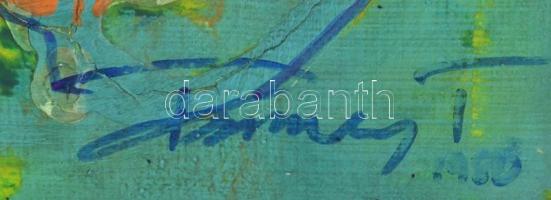 Olvashatatlan jelzéssel: Absztrakt kompozíció. Olaj, farost. 40x20 cm