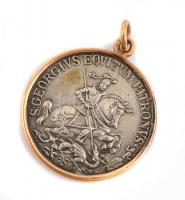 Arany (Au) 14K függő, Szent György érmével, d: 2,4 cm, bruttó: 4,8 g