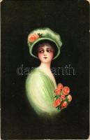 1913 Lady art postcard (EK)
