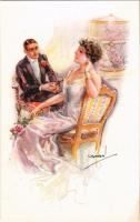1920 Romantic couple. Italian lady art postcard. ERKAL No. 318/1. s: Usabal
