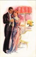 1920 Romantic couple. Italian lady art postcard. ERKAL No. 318/6. s: Usabal