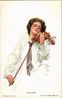 1913 The Artist. Lady with violin. Reinthal & Newman Series 108. s: Harrison Fisher