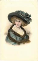Lady art postcard. H. C. Vienne Nr. 107. (tiny tear)