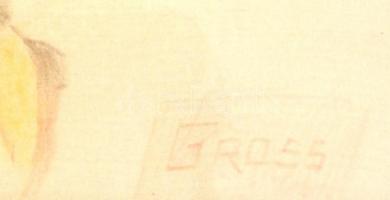 Gross jelzéssel: Szerelmesek (erotikus grafika). Vegyes technika, selyem, tetején és alján kissé fol...