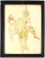 Gross jelzéssel: Szerelmesek (erotikus grafika). Vegyes technika, selyem, tetején és alján kissé fol...