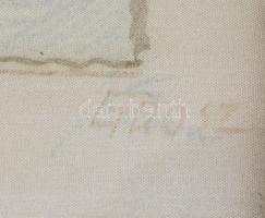 Grosz jelzéssel: Lengén öltözött hölgy (erotikus grafika). Vegyes technika, selyem, tetején és alján...