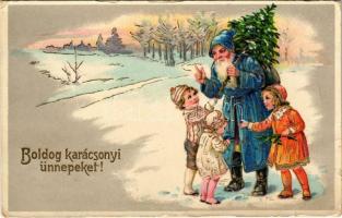 Boldog Karácsonyi Ünnepeket! / Christmas greeting card, Saint Nicholas with children. EAS. 4852. (EK)